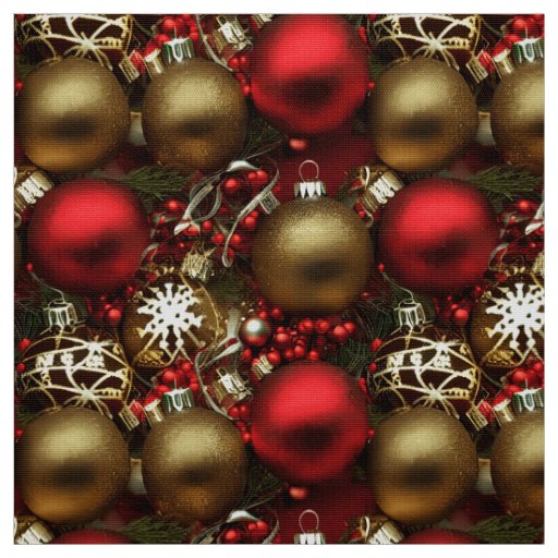 Chocolate Brown and Ruby Red Christmas Ornaments  Fabric