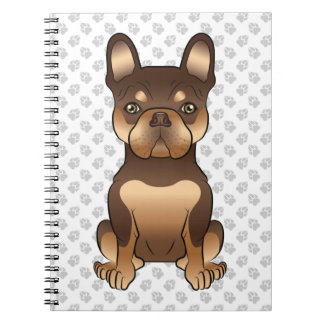 Chocolate Brown And Tan French Bulldog Cartoon Dog Notebook