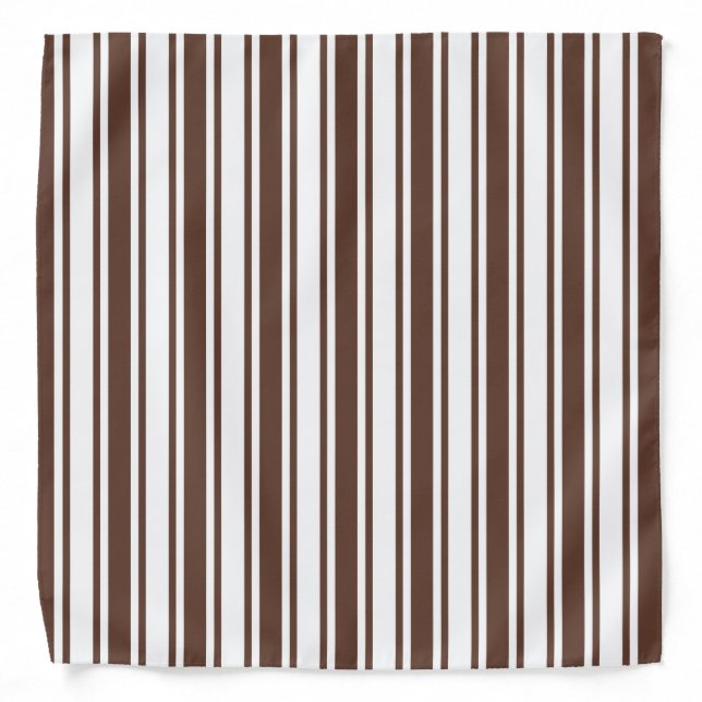 Chocolate brown and white candy stripes bandana (Front)