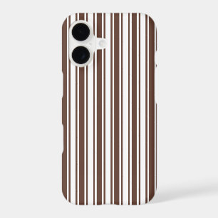 Chocolate brown and white candy stripes iPhone 17 case