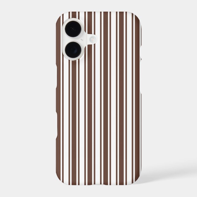 Chocolate brown and white candy stripes Case-Mate iPhone case (Back)
