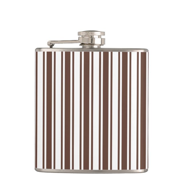 Chocolate brown and white candy stripes flask (Front)