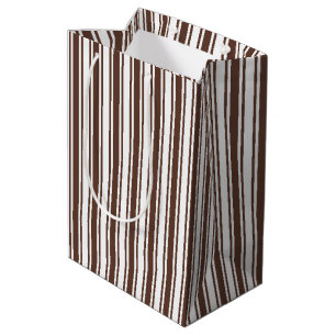 Chocolate brown and white candy stripes medium gift bag