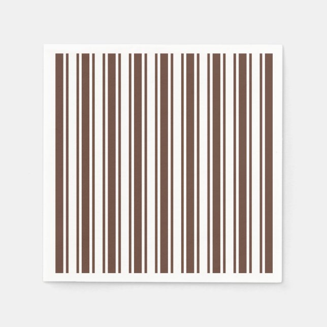 Chocolate brown and white candy stripes napkins (Front)