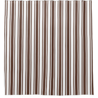 Chocolate brown and white candy stripes shower curtain