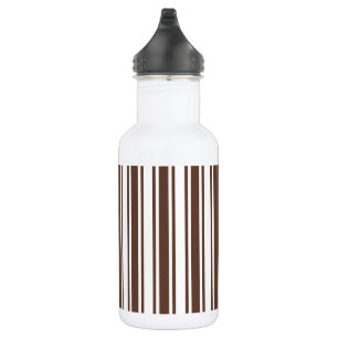 Chocolate brown and white candy stripes stainless steel water bottle