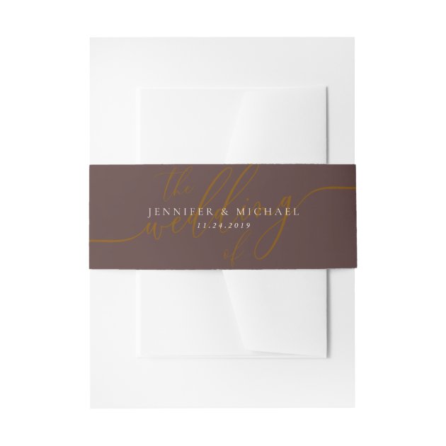 Chocolate Brown Basic Suite Wedding Invitation Belly Band