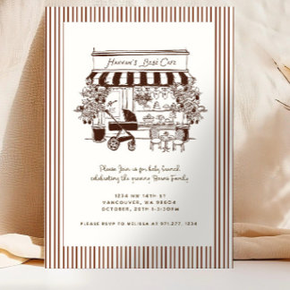 Chocolate Brown Bebe Cafe | baby is brewing | Home Invitation