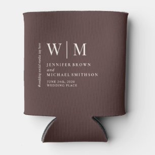 Chocolate Brown Beige Formal Modern Event Wedding Can Cooler