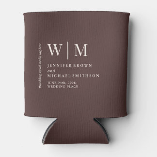 Chocolate Brown Beige Formal Modern Event Wedding Can Cooler