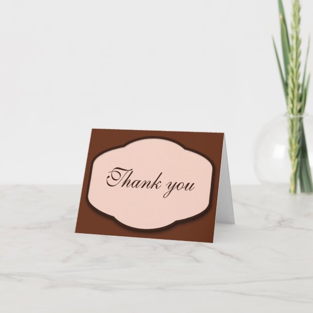 Chocolate Brown & Beige Thank You Note Cards (Front)