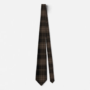 Chocolate Brown, Black, and Tan Tartan Neck Tie