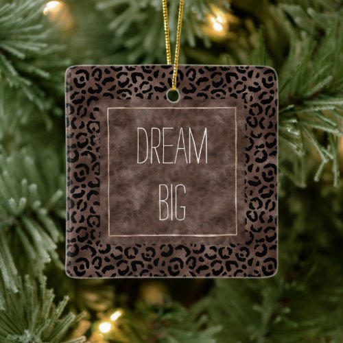 Chocolate Brown Black Leopard Print      Ceramic Ornament