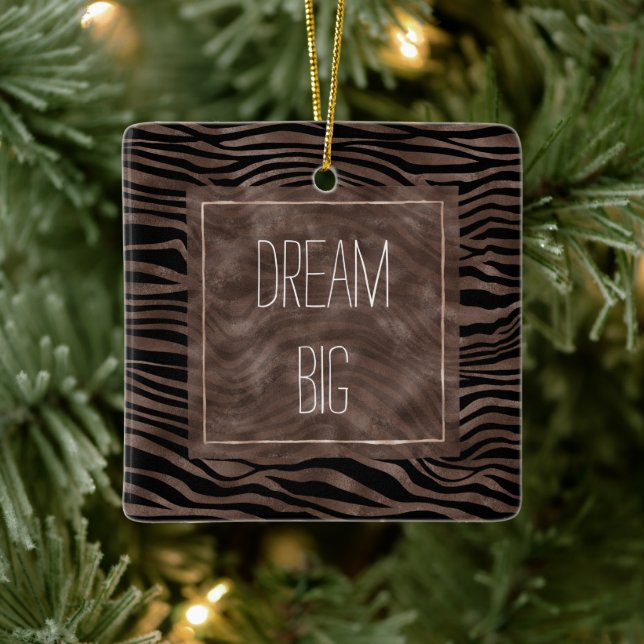 Chocolate Brown Black Zebra Print    Ceramic Ornament (Tree)