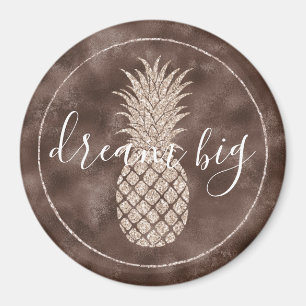Chocolate Brown Blush Glitter Pineapple Magnet
