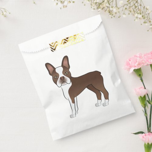 Chocolate Brown Boston Terrier Cute Cartoon Dog Favor Bag