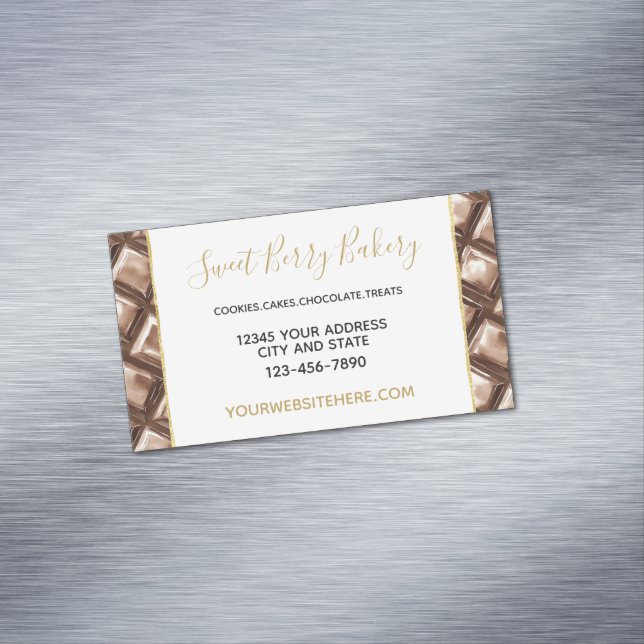 Chocolate Brown Candy Bar Business Card Magnet (In Situ)