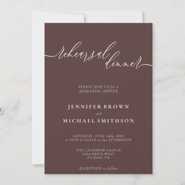 Chocolate Brown Celebration Rehearsal Dinner Invitation
