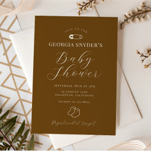 Chocolate Brown Chic Baby Shower Invitation