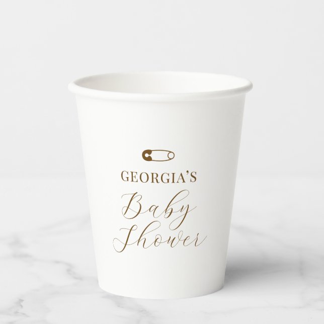 Chocolate Brown Chic Baby Shower Paper Cups (Front)