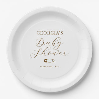 Chocolate Brown Chic Baby Shower Paper Plates