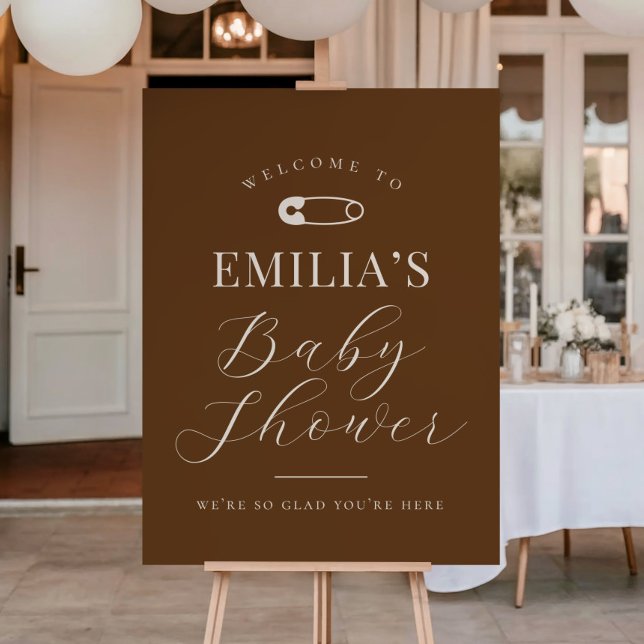 Chocolate Brown Chic Baby Shower Welcome Sign (Creator Uploaded)