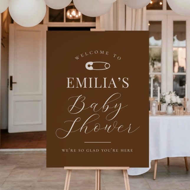Chocolate Brown Chic Baby Shower Welcome Sign (Creator Uploaded)