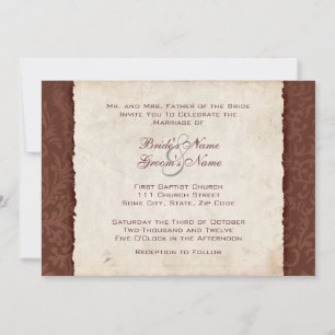 Chocolate Brown Country Wedding Invitation