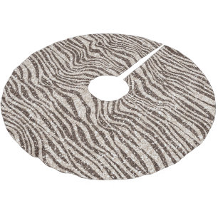 Chocolate Brown Cream Blush Zebra Glitter       Brushed Polyester Tree Skirt