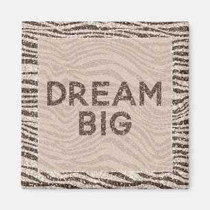 Chocolate Brown Cream Blush Zebra Glitter Dream Ma Magnet