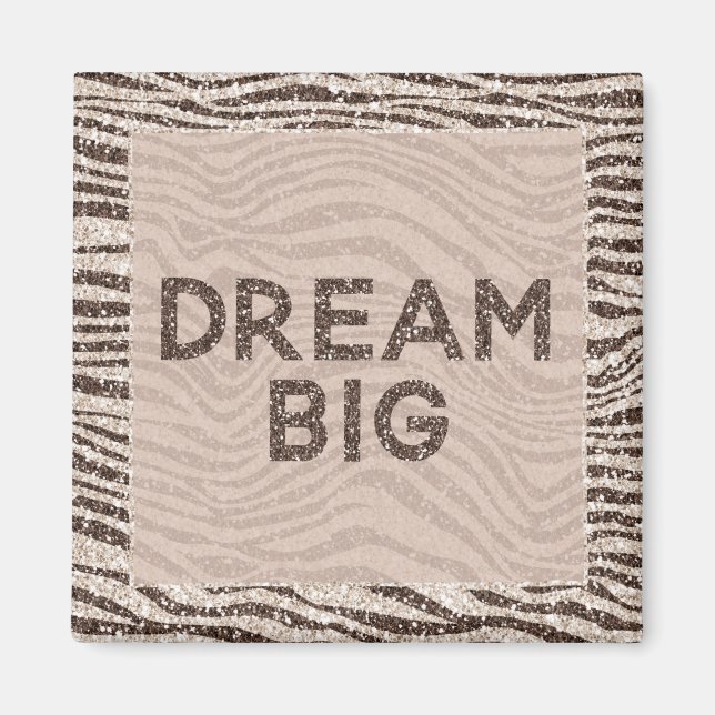 Chocolate Brown Cream Blush Zebra Glitter Dream Ma Magnet (Front)