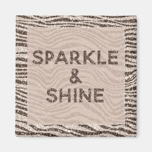 Chocolate Brown Cream Blush Zebra Glitter Dream Magnet