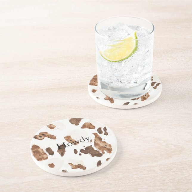 Chocolate Brown Cream Cow Print Coaster (Side)