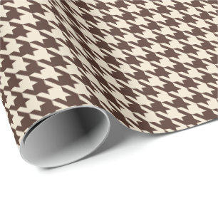 Chocolate Brown & Cream Houndstooth Classic  Wrapping Paper