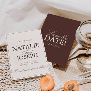 Chocolate Brown Cream Old Money Luxury Wedding Sav Save The Date