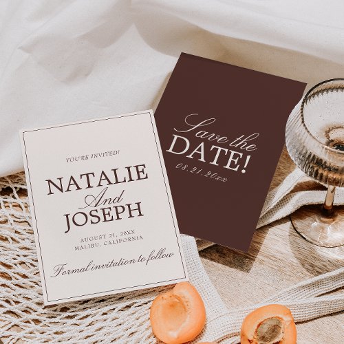 Chocolate Brown Cream Old Money Luxury Wedding Sav Save The Date