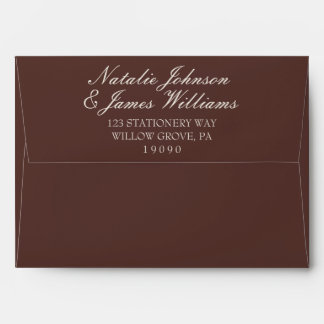 Chocolate Brown Cream Old Money Vintage Wedding Envelope