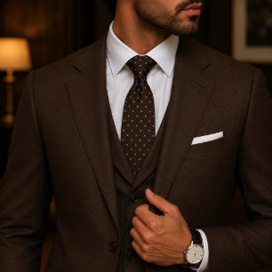 Chocolate Brown Cream Quiet Luxury Old Money Neck Tie