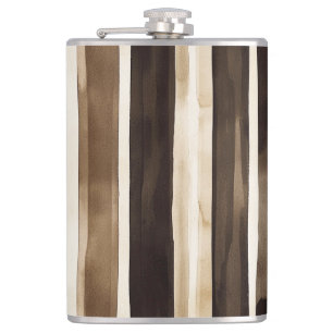 Chocolate Brown Cream Stripes Christmas Flask