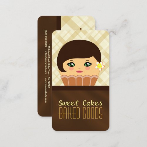 Chocolate Brown Cupcake Character Baker Bakery Business Card