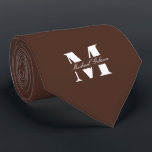 Chocolate Brown Custom Monogram Wedding Groomsmen  Neck Tie<br><div class="desc">Elevate your wedding day or special occasion look with this Elegant Monogram and Custom Name Neck Tie. This is the ultimate accessory for the groom and his entire wedding party, offering a stylish and sophisticated way to ensure everyone's look is coordinated and personal. Featuring a bold, classic white monogram initial...</div>