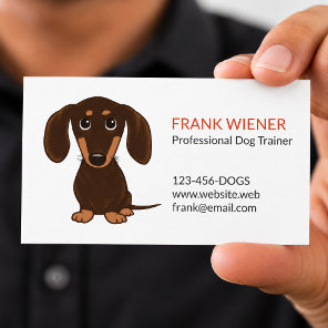 Chocolate Brown Dachshund | Cute Doxie Cartoon Dog Business Card
