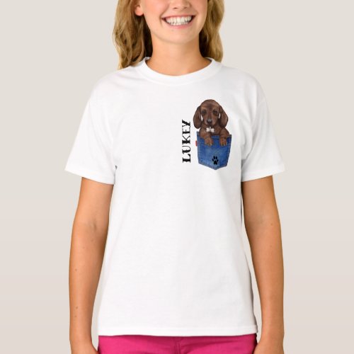 Chocolate Brown Dachshund Personalized T_shirt