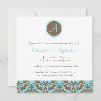 Chocolate Brown Damask Wedding Shower Invitation