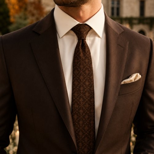 Chocolate Brown Damask Wedding Tie | Vintage Groom
