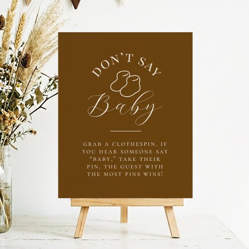Chocolate Brown Don't Say Baby Shower Game Foam Board
