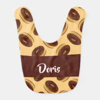 Chocolate brown donuts pattern baby bib