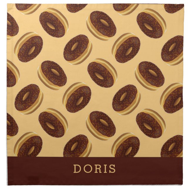 Chocolate brown donuts pattern cloth napkin (Front)