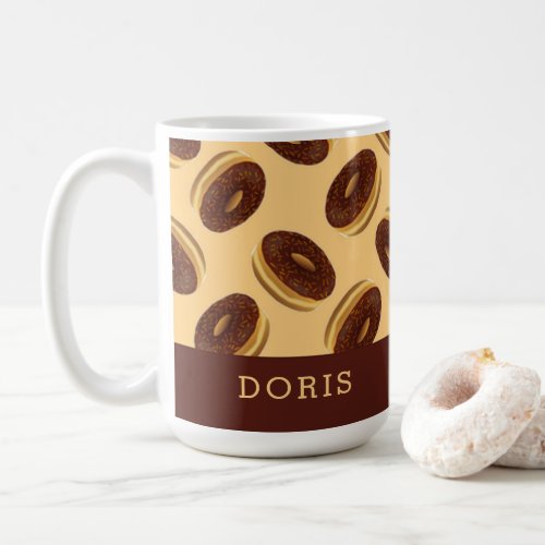 Chocolate brown donuts pattern coffee mug