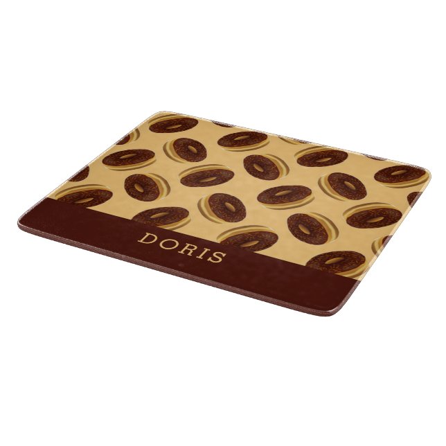 Chocolate brown donuts pattern cutting board (Corner)